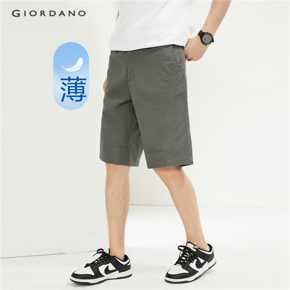 GIORDANO MEN 100 Cotton drawstring elastic waist shorts 13104321 Shopee Philippines