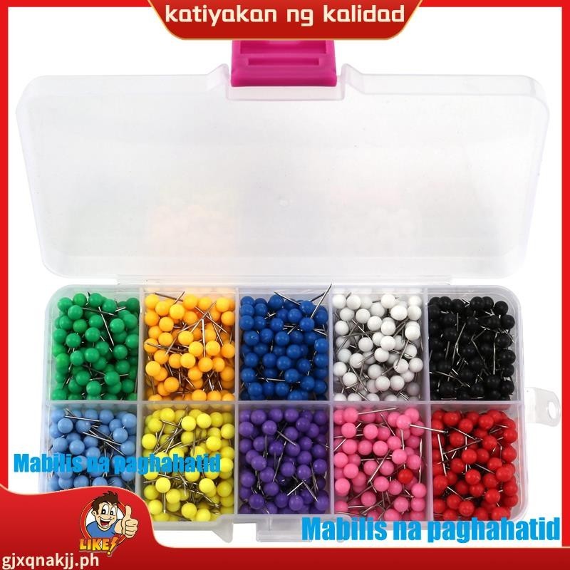 1000 Pcs Map Tacks Push Pins Plastic with Steel Point Cork,Board Safety ...