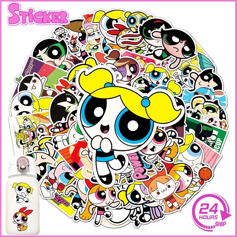 50PCS Powerpuff Girls Cartoon Stickers Cute Vinyl Waterproof For Laptop ...