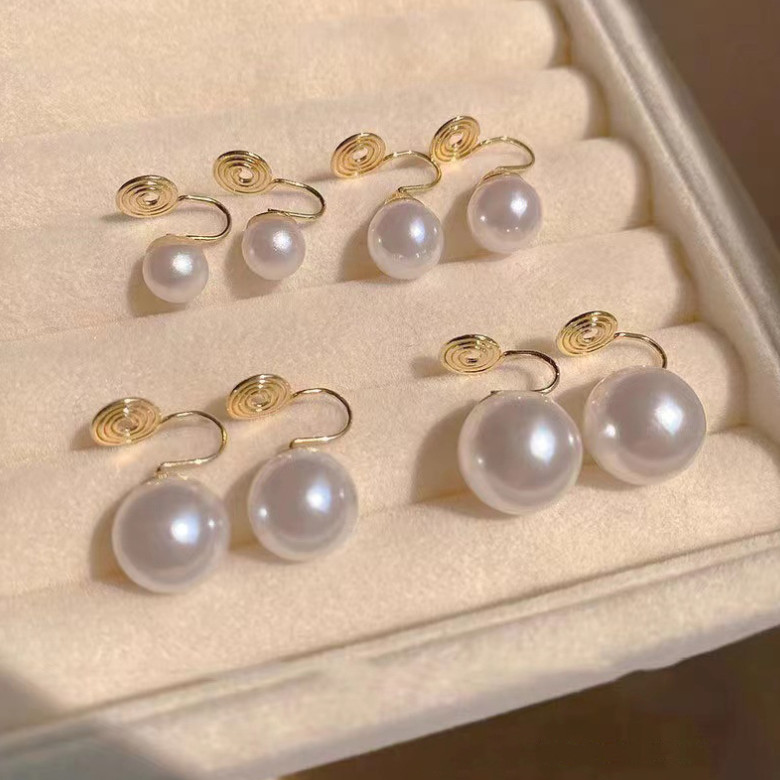 Multiple Sizes Elegant Pearl Clip-On Earrings Retro High-End Ear Clips ...