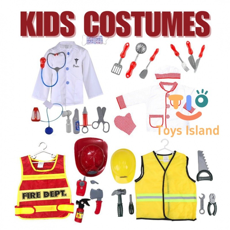 【Toys Island】Kids Costume Fireman Chef Doctor Engineering Pretend Play ...