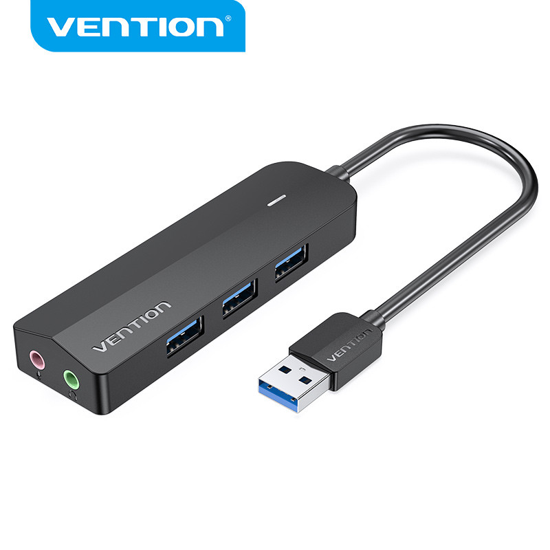 Vention USB 3.0 Hub 3 USB Ports Sound Card With 3.5mm Po & Mic 5Gbps ...