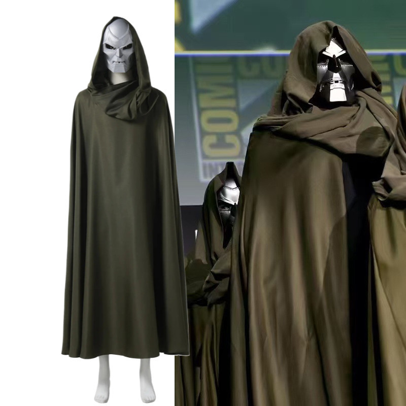 Marvel Avengers Cosplay Costume: Dr. Doom's Long Clock Green Hooded ...
