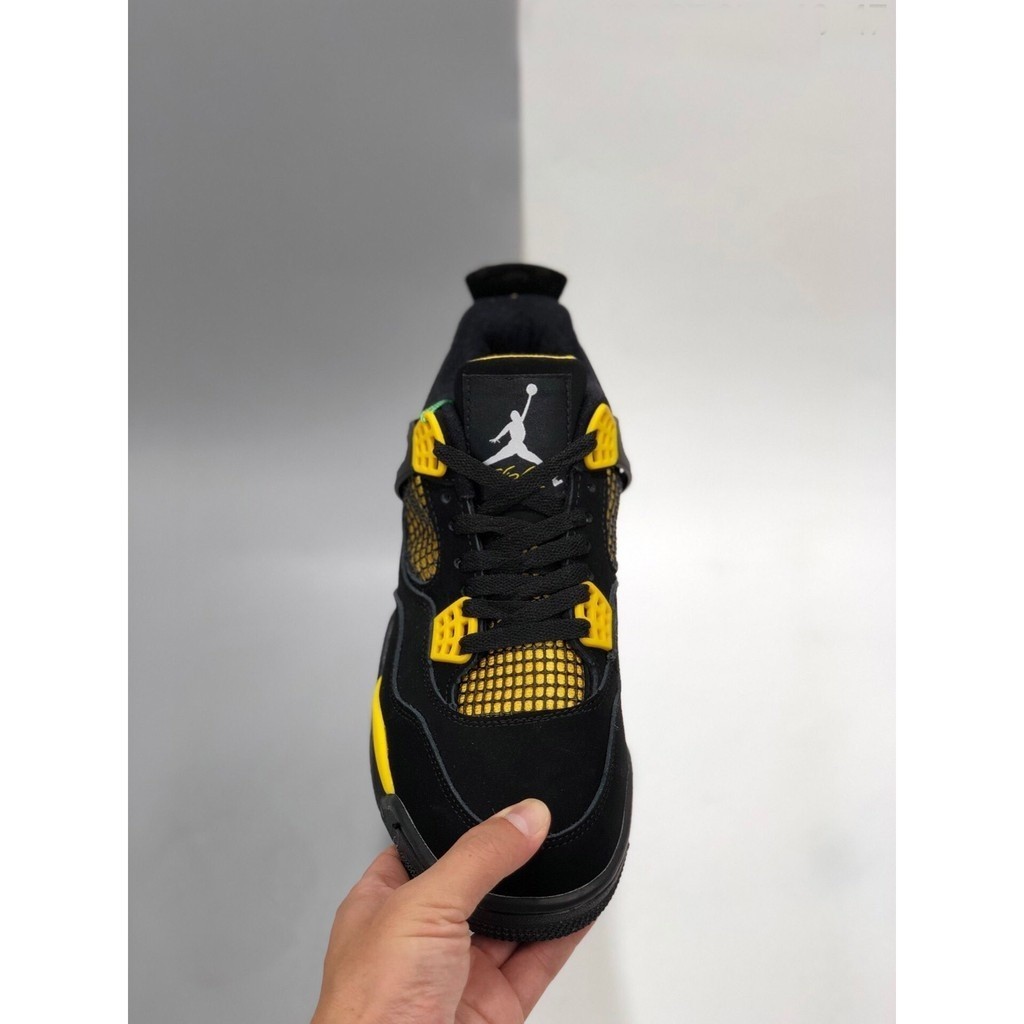 DGHU nk air jordan 4 “thunder” black/white-tour yellow mens sports ...