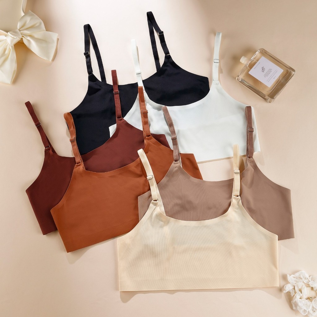 Backless Bra Women Ice Silk Underwear U-neck Non-steel Ring Yoga Bras ...