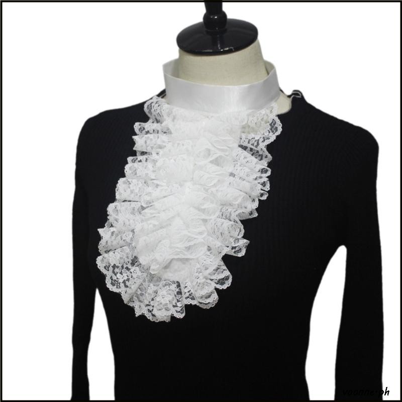 Voonne Detachable Ruffled Lace False Collar Victorians Colonial Jabot ...