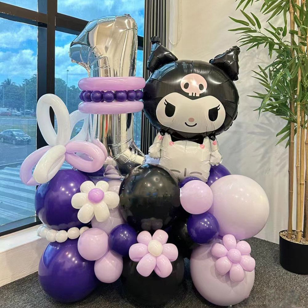 48pcs/set Big Kuromi Balloon with 32inch Number Digit Foil Balloon