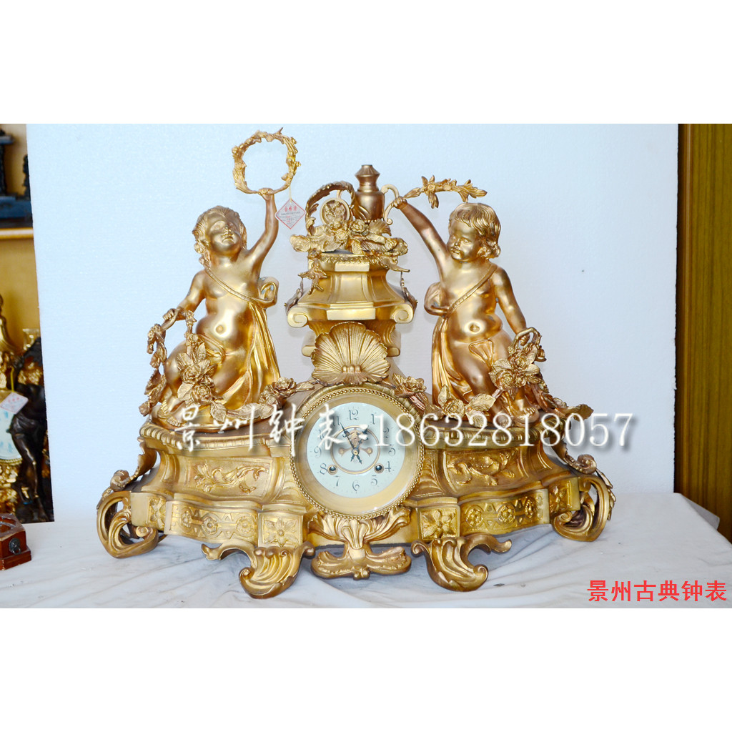 Clock Pure Copper Clock Classical Mechanical European Style Gold Plated ...
