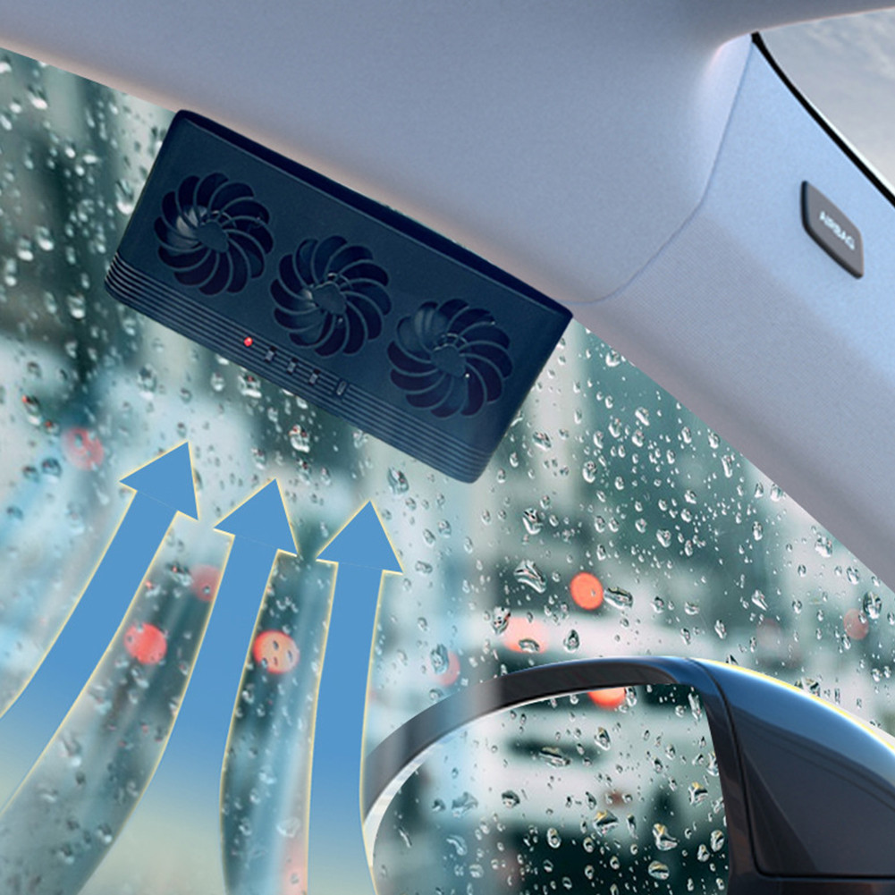 Solar Powered Car Radiator Cooling Fan with 3 Air Outlets Car Window ...