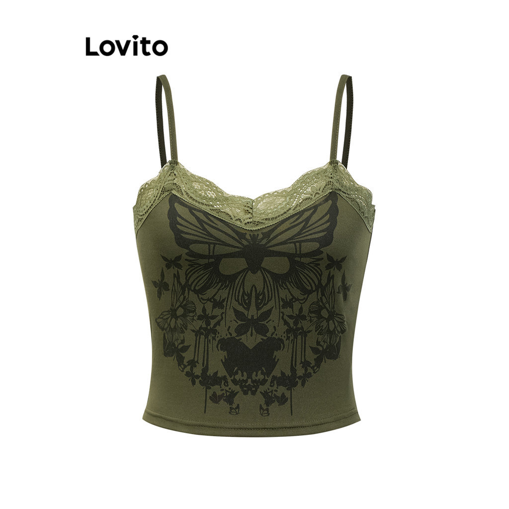 Lovito Women Casual Butterfly Lace Tank Top Lse Shopee Philippines