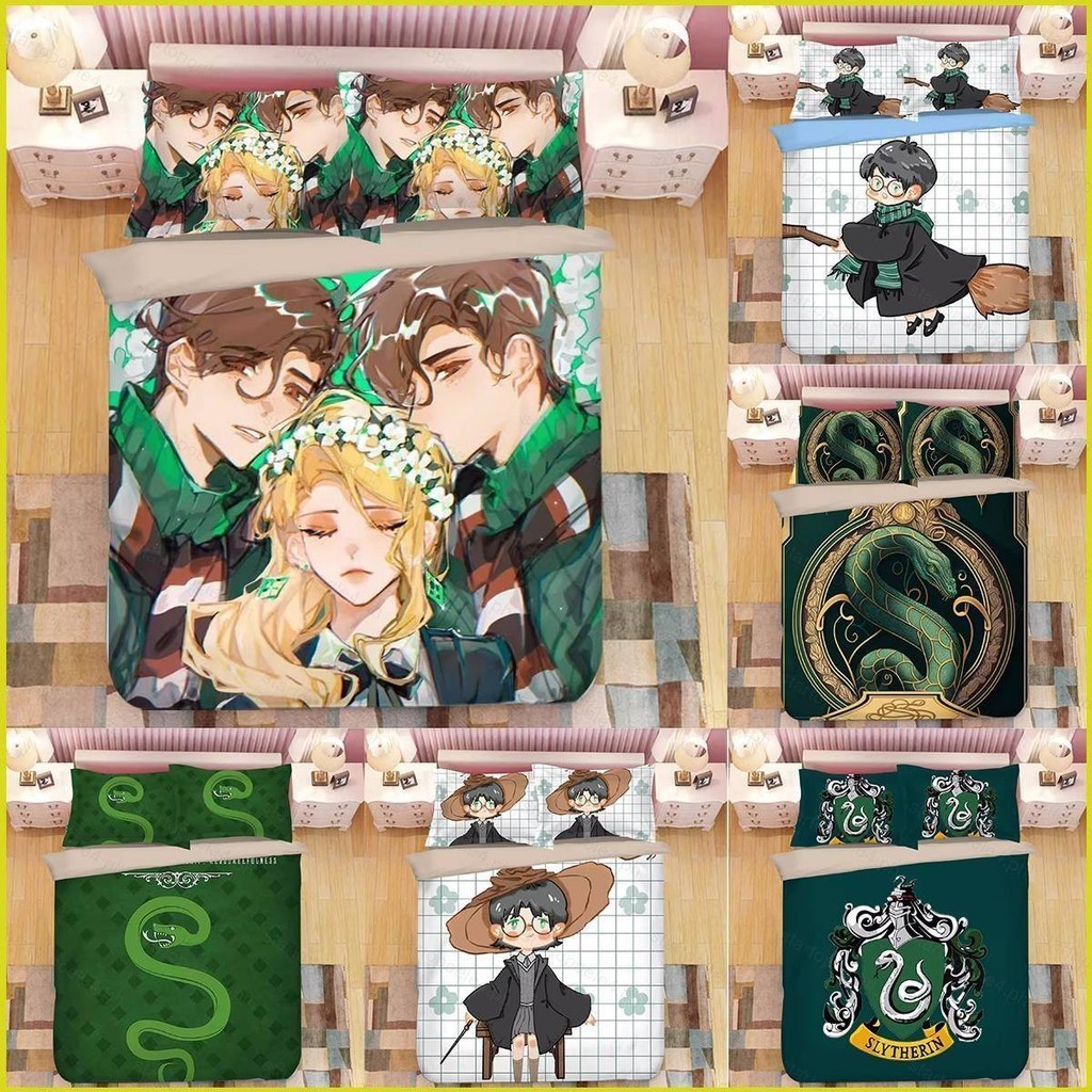 SnOw Harry Potter Slytherin 3IN1 Bedding Set Bed Sheet Quilt Cover ...