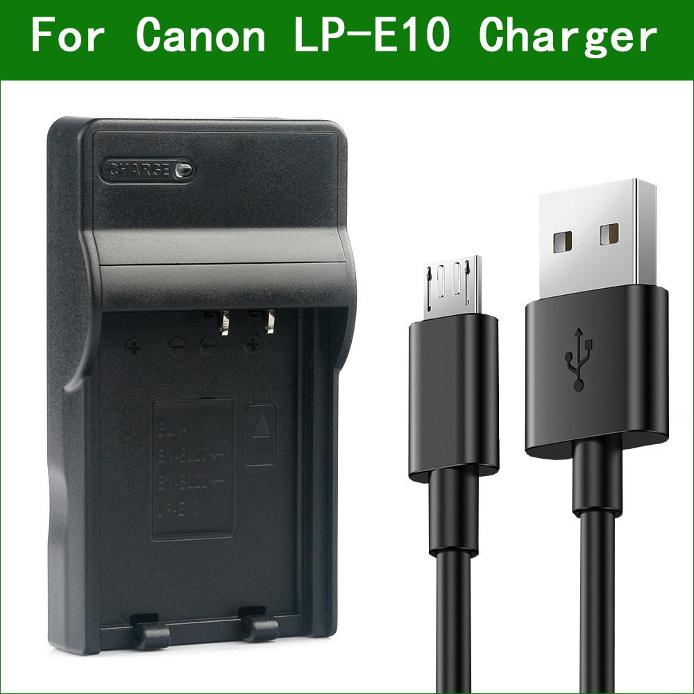 Chargeur De Batterie LP-E10 Compatible Canon Rebel T7, T6, T3, T100, 4000D, Etc. - Avec Cordon Secteur 100 Cm