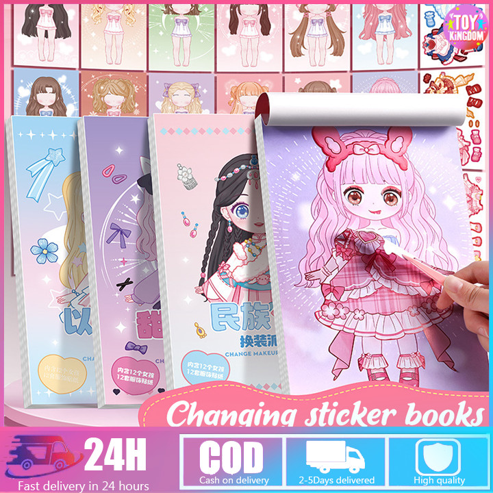 25*17cm Sticker Book Paper Doll Stickers Book Whole Body Dress Up Girl ...