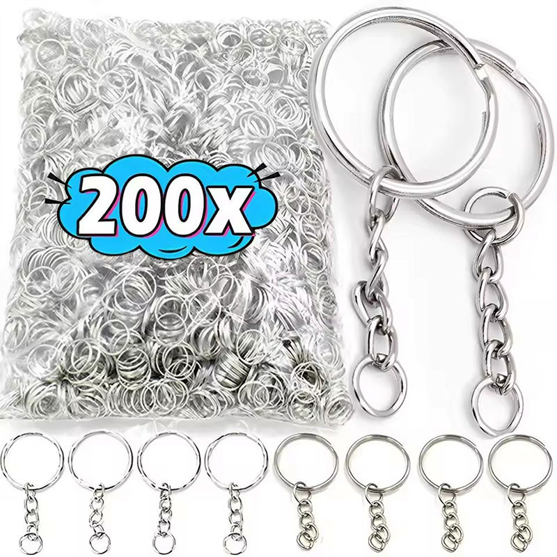 50/100/200Pcs Polished Silver Key Rings / 25mm Metal Blank Keyring ...