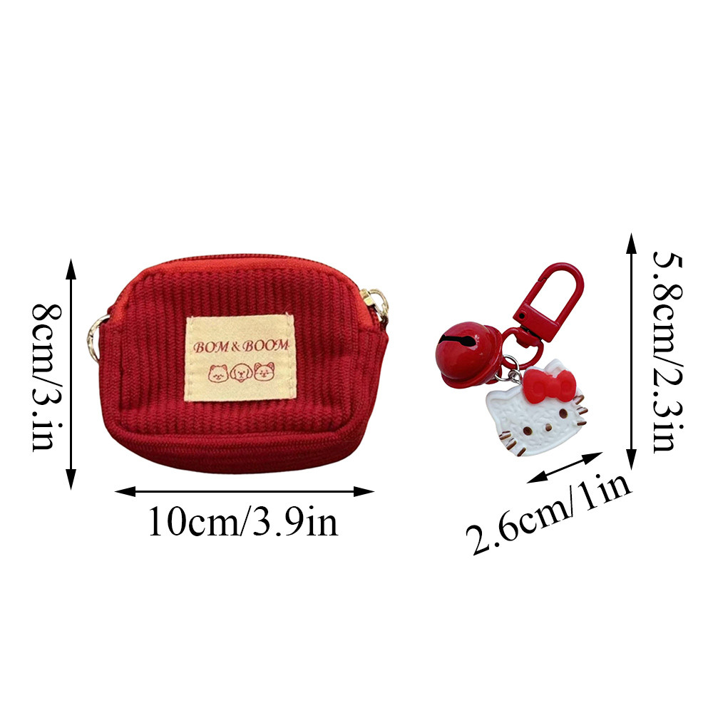 Red Mini Wallet Coin Earphone Lipstick Storage Cute INS Portable Bag ...