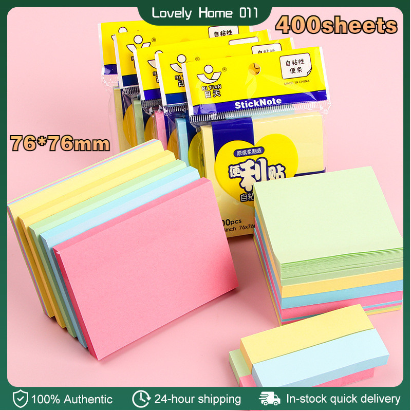 Rice 400Sheets Colored Plain Sticky Notes Stick Note Pad | Shopee ...