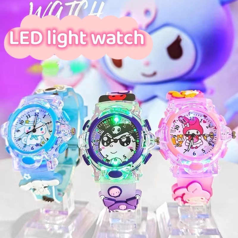 Cute Cartoon Kuromi Watch for Kids Melody Cinnamoroll Led Light Watch ...