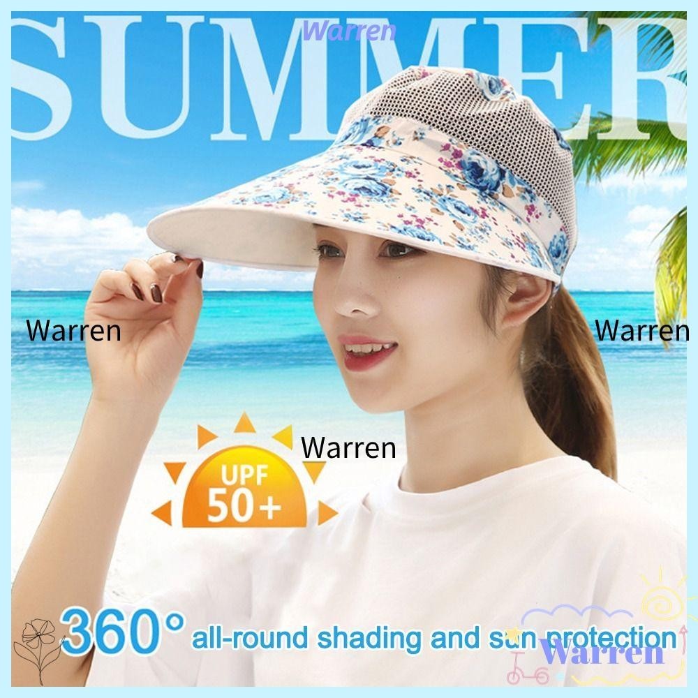 WARREEN Summer Sun Hats, Wide Brim Korean Style Women Visor Hat, Simple ...