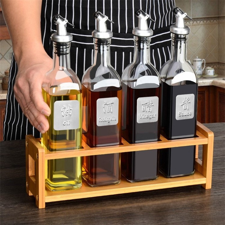 Wooden Condiment Rack Spice Rack Oil Bottle Wooden Shelf Bracket Oil ...