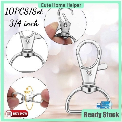 10PCS Silver G-Hook 3/4 Inch Swivel Clasp ID Hook for ID Lace Making ...