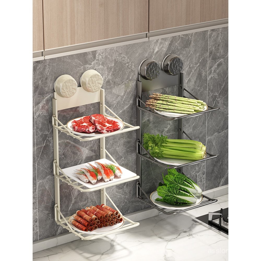 Still leaving it like this？Foldable Suction Cup Prep Rack Kitchen Wall ...