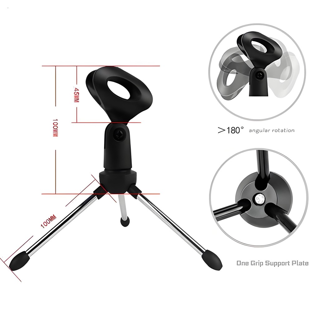 Desktop Live Microphone Stand Metal Triangle Cell Phone Holder Foldable ...