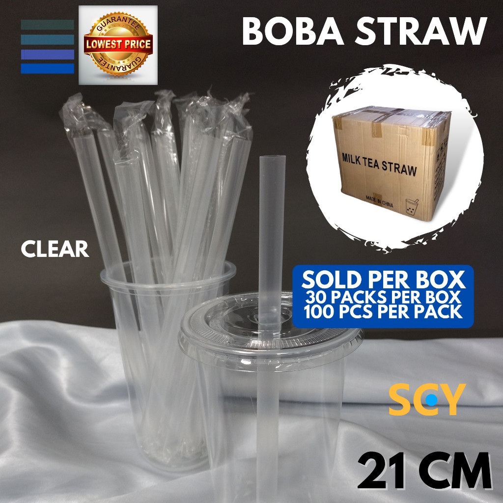 (3,000pcs) - Pearl Milktea Straw - Boba Straw [Black/Clear ...