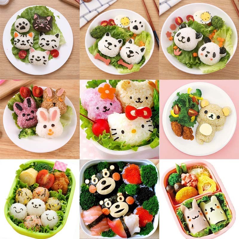 【47 Styles】Kawaii Cartoon Animals Rice Ball Mold Cat Panda Bear Shaped ...