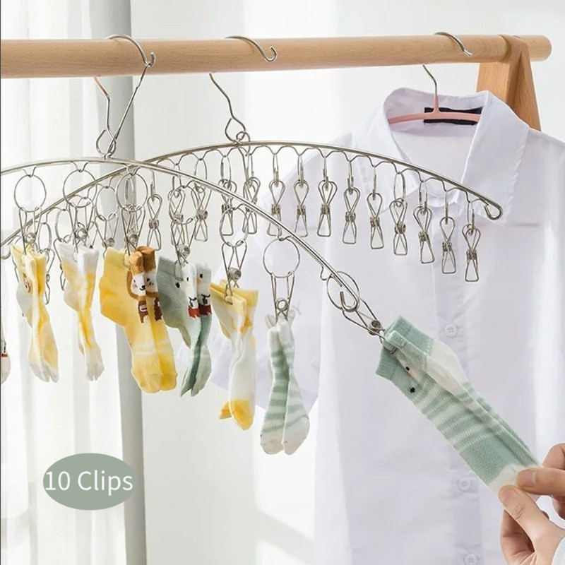 10 Clips Multi Clip Drying Rack Windproof Hanger Socks Bra | Shopee ...