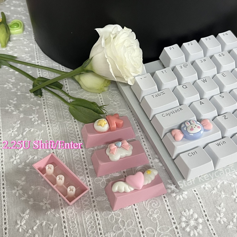 2.25U Shift / Enter Replace Keycaps Cute Catoon Love Wings Keycaps for ...