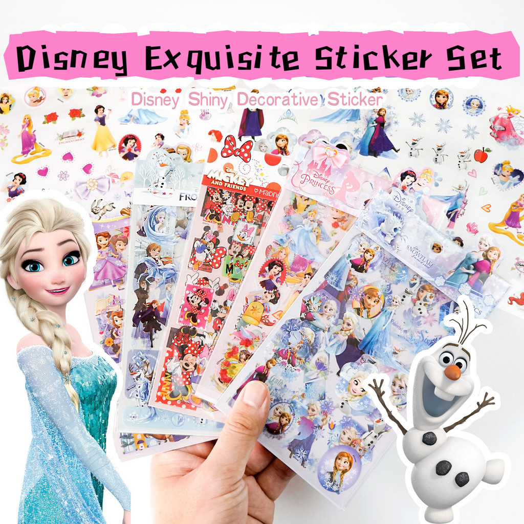 A set of 4 Spider Man Gooka stickers set Frozen Elsa Princess cartoon ...