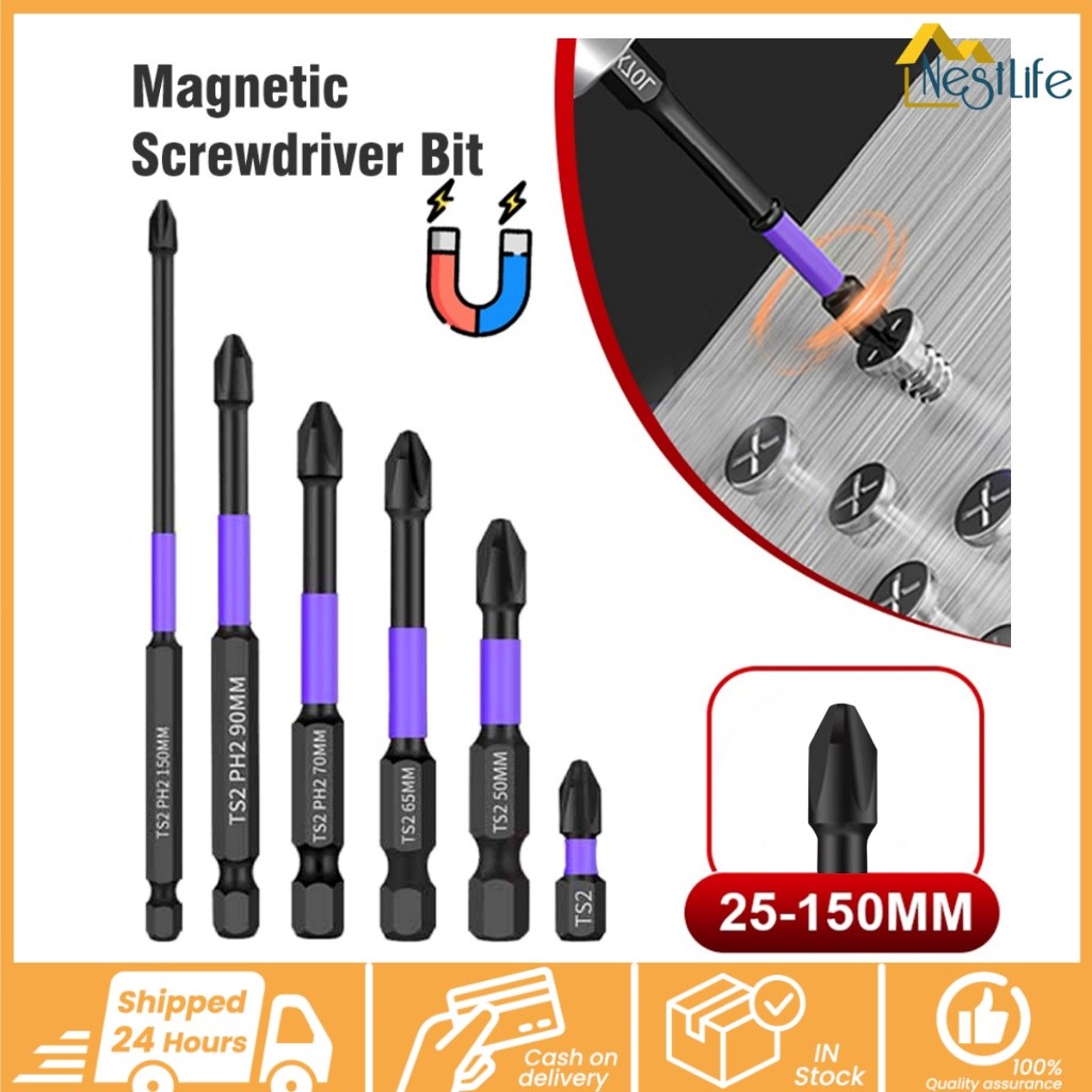 6pcs 25 150mm Strong Magnetic D1 Batch Head Cross Screwdriver Head