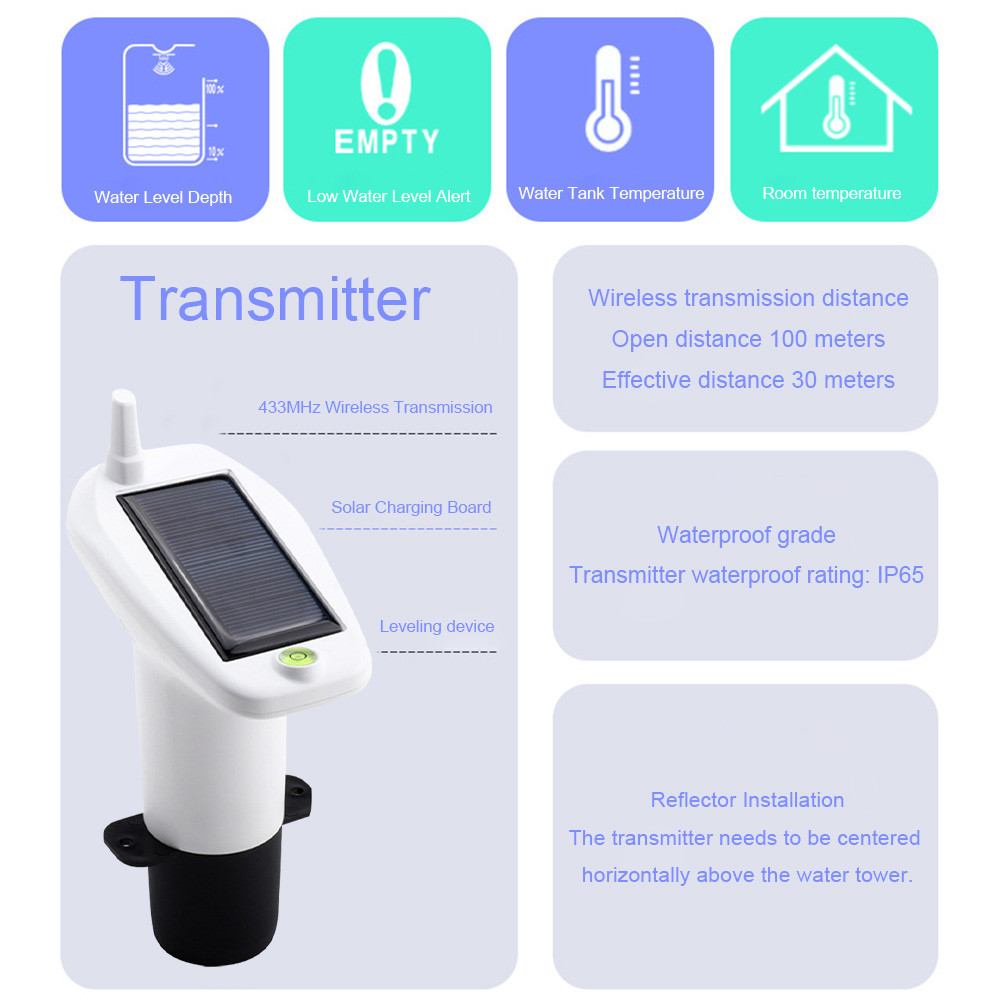 Water Level Gauge Ultrasonic Water Tank Level Meter for Liquid Depth ...