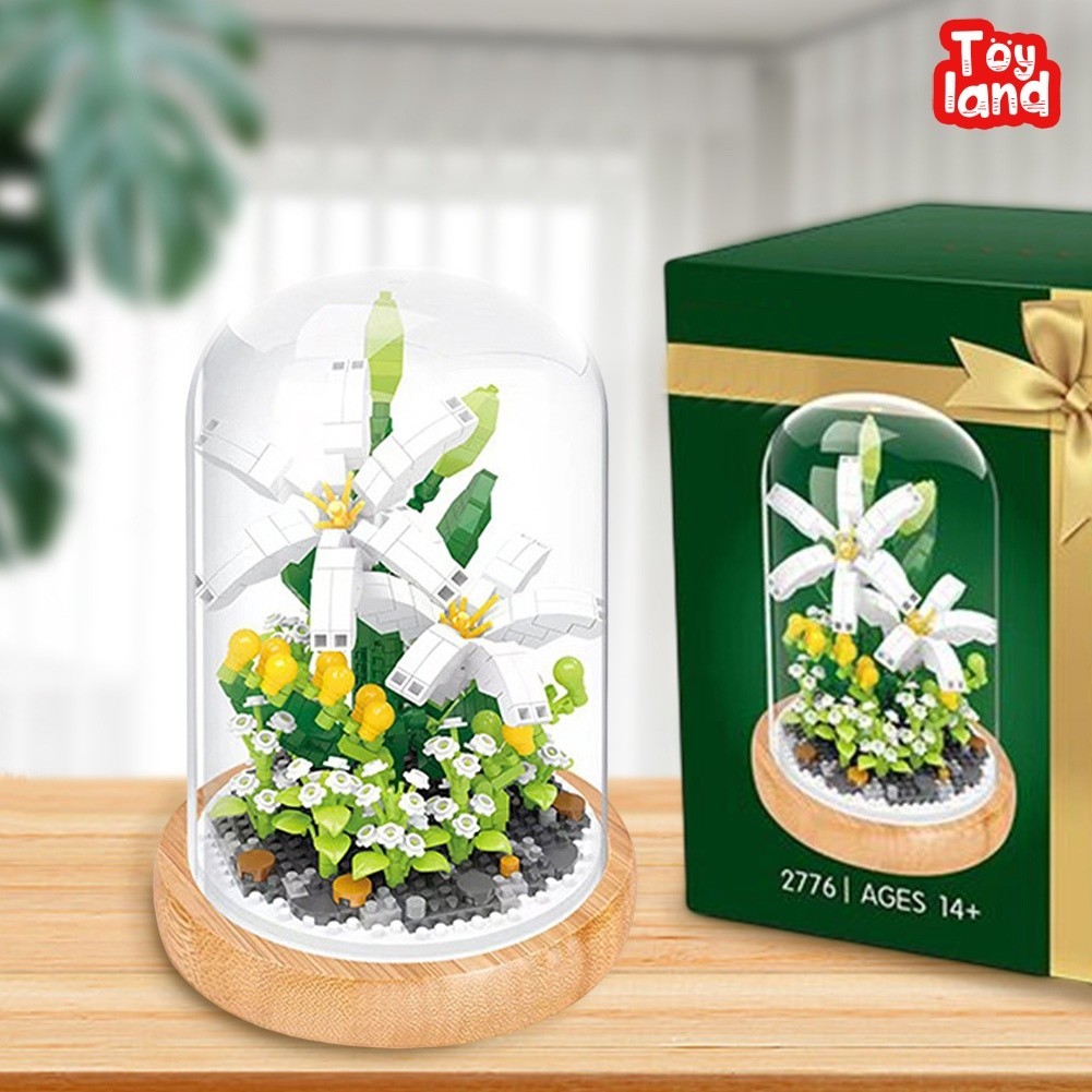 Flowers Set Building Blocks Toys White Lilies DIY Gifts For Girls ...