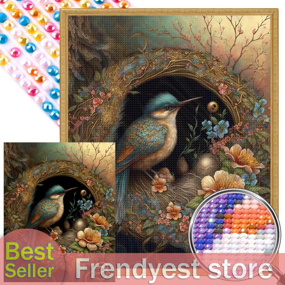 40*50CM 5D DIY Full Round Drill Partial AB Diamond Painting Bird Nest ...