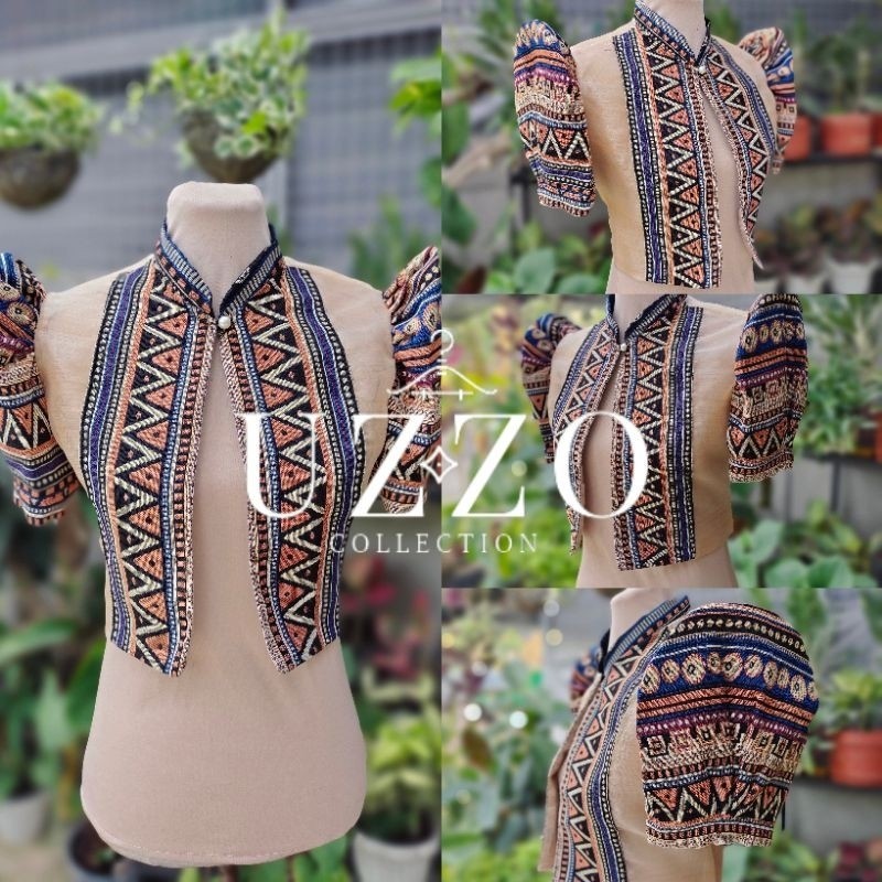 UZZO II Bolero Filipiñana Top Blazer Sampaguita Embroidery Batik Woven ...