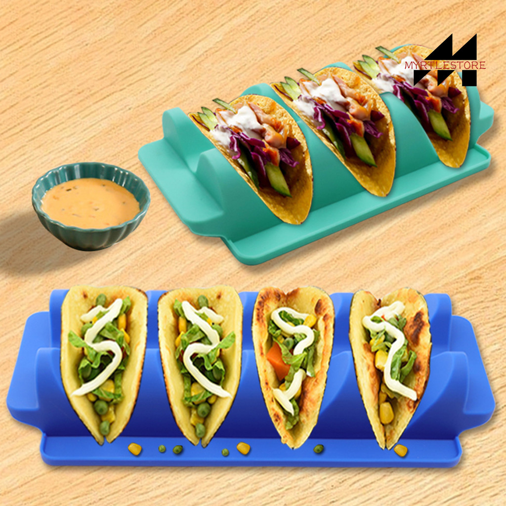 Myrtlestore Silicone Taco Holder Plates 4-Slots Reusable Taco Plates ...