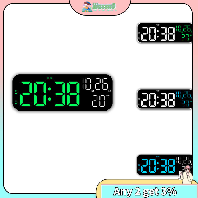 HUS LED Clock, Digital Wall Clock With 3-speed Brightness Adjustment ...