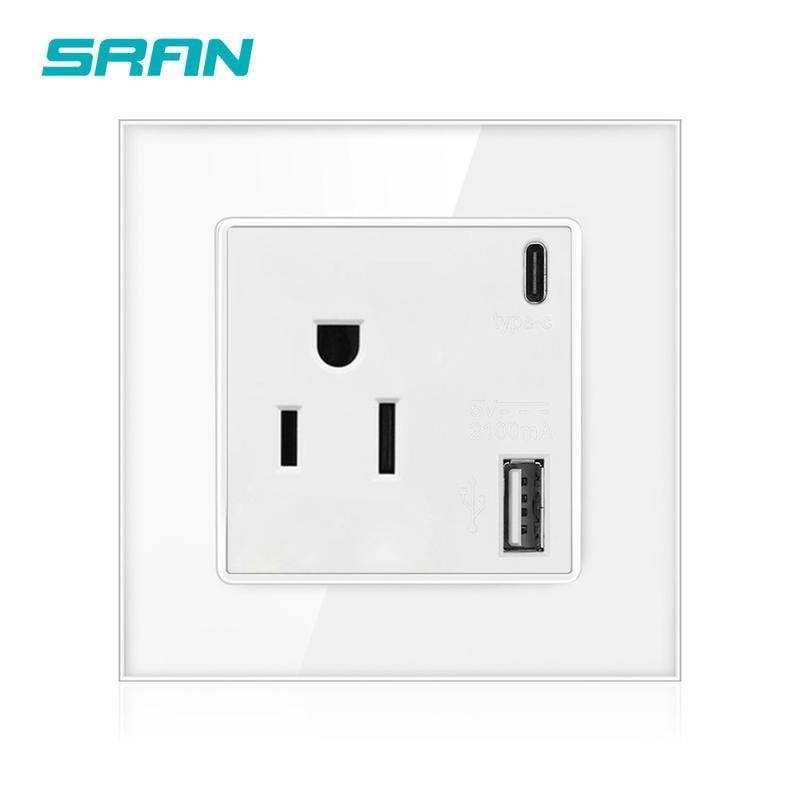 86 type Glass Panel Taiwan American Standard One Plug with USB typec