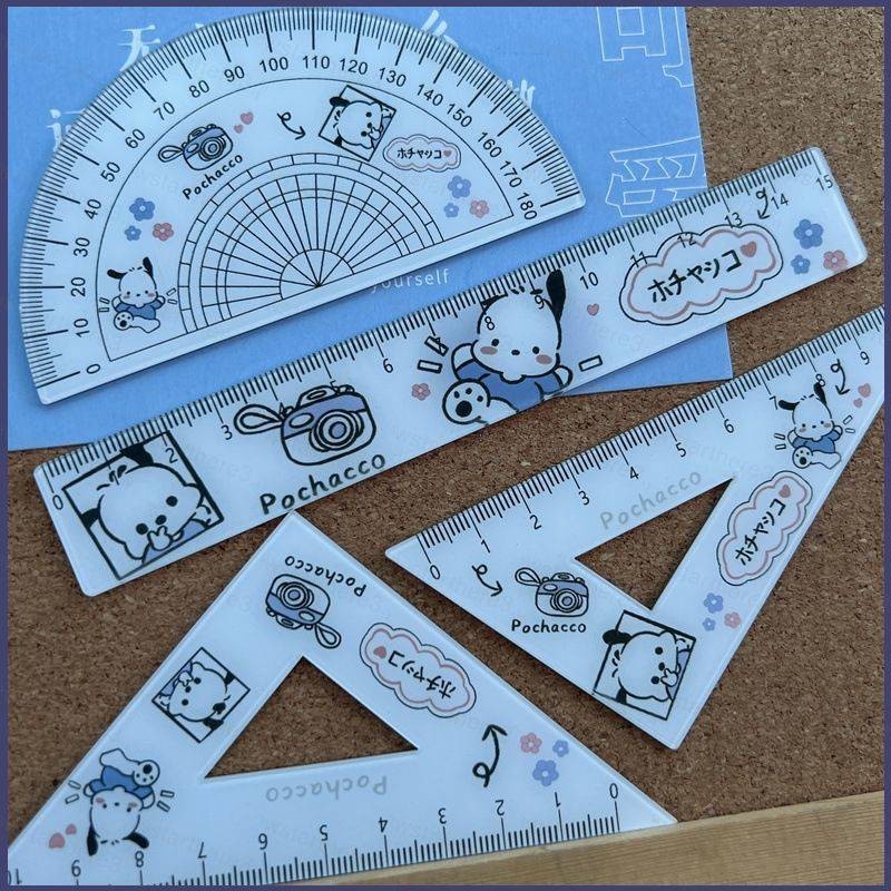 YE 4pcs sanrio Set ruler Cute draw Graduated scale student Stationery ...