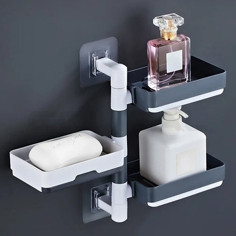 LOYO 3/4layers Rotating Drain Drilling-Free Soap Holder Rack Wall ...