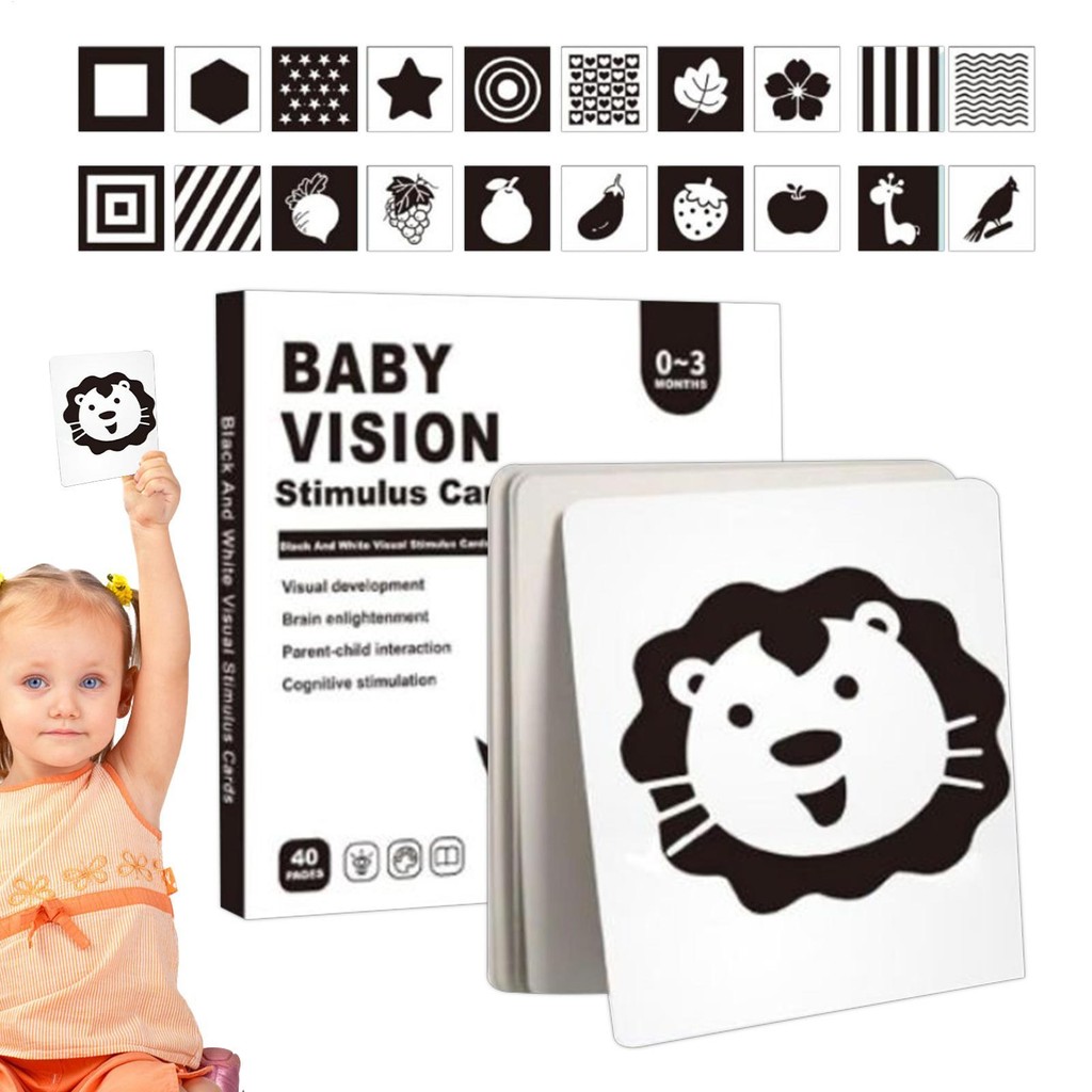 Set of 20 Visual Stimulation Cards for Children 0-3 Years Old, Helps ...