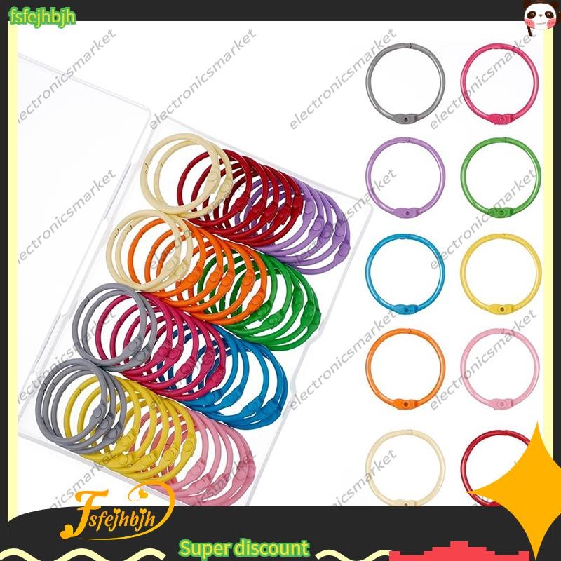 【fsfejhbjh】50PCS Metallic Loose Leaf Binder Rings 1 1/5 Inch Colorful ...