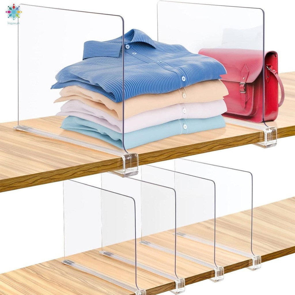 2/4/6pcs Acrylic Shelf Dividers Wardrobe Shelf Partition Shelves ...