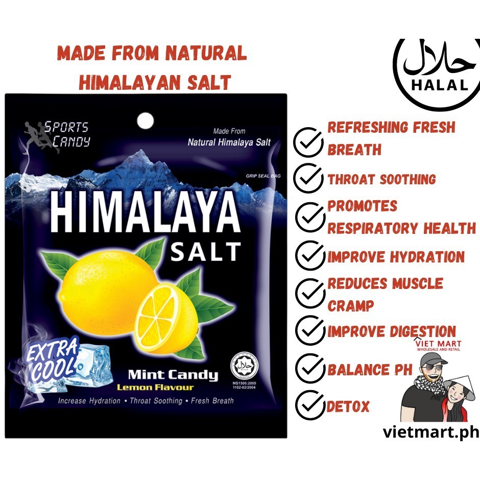 (MINT+LEMON ORIG FLAVOR) HALAL Himalaya Salt Sports Candy 15g/Natural ...