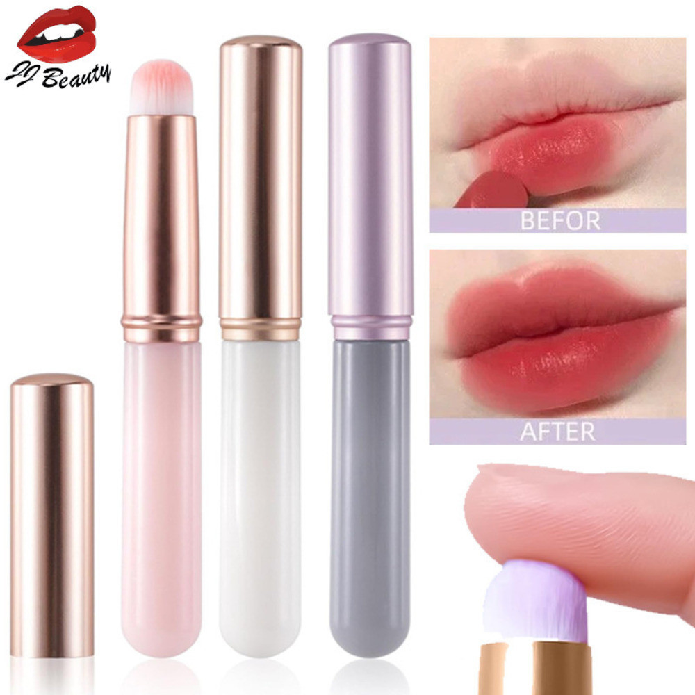 Portable Round Head Lip Brush with Cover - Soft Girl Lip Gloss Smudge ...