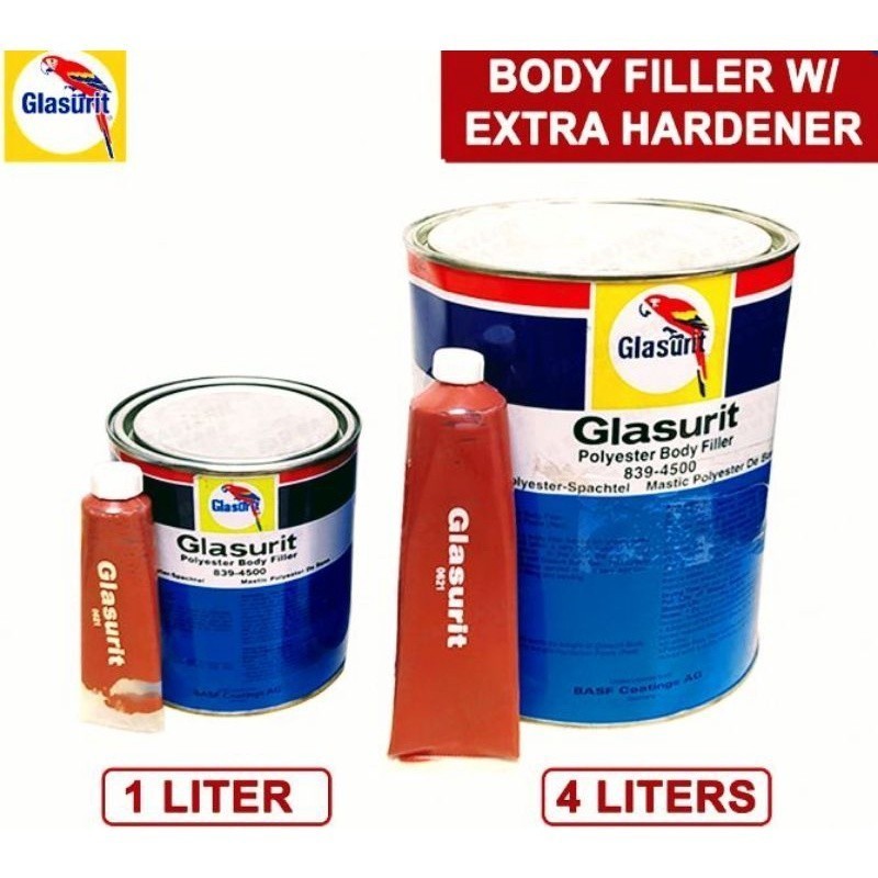 GLASURIT POLYESTER BODY FILLER WITH HARDENER AND SEPARATE HARDENER 30G ...