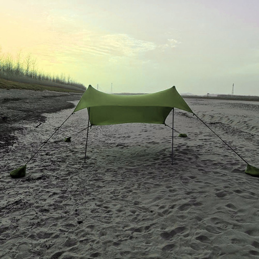 【MOTORLAND】Beach Tent Sun Shelter Canopy with Sandbag Anchors Sun Shade ...