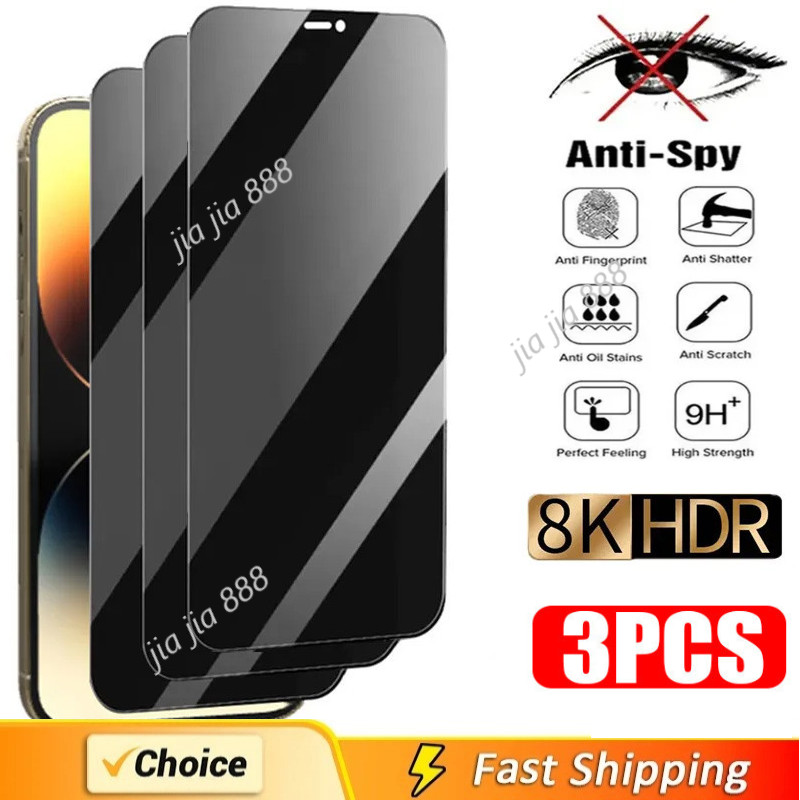3Pcs Anti-Spy Privacy Tempering Glass For Vivo Y28 Y03 Y18 Y18E Y17S ...