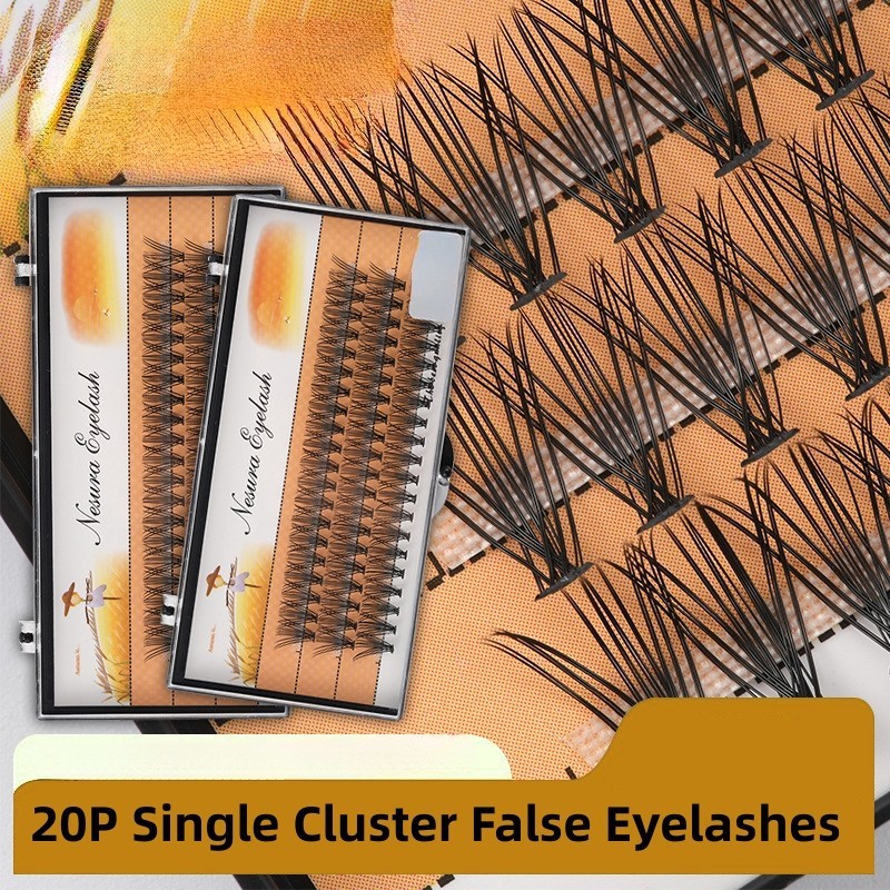 Segmented Fishtail False Eyelashes Single Tuft Eyelashes Thin Black ...